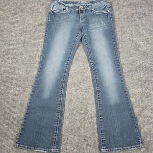 Premiere by rue21 Womens Bootcut Jeans Size 9/10 Medium Wash Embroidered Blue
